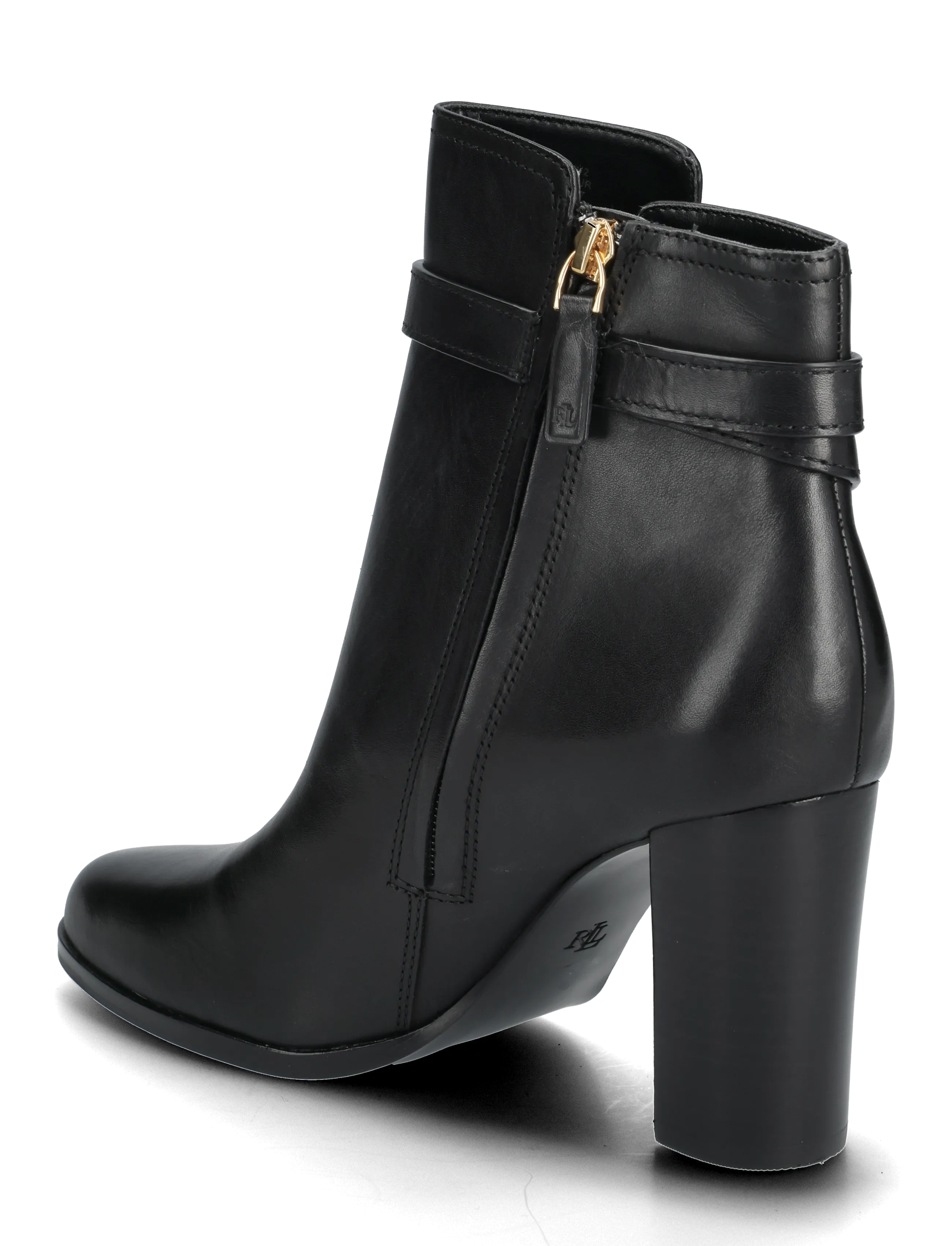 Lauren Ralph Lauren - Brooke II Burnished Leather Bootie Heel - stiefeletten mit absatz - black - 2
