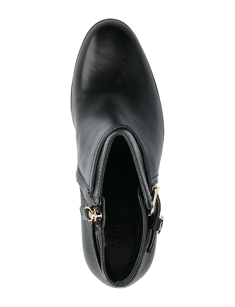 Lauren Ralph Lauren - Brooke II Burnished Leather Bootie Heel - heeled ankle boots - black - 3
