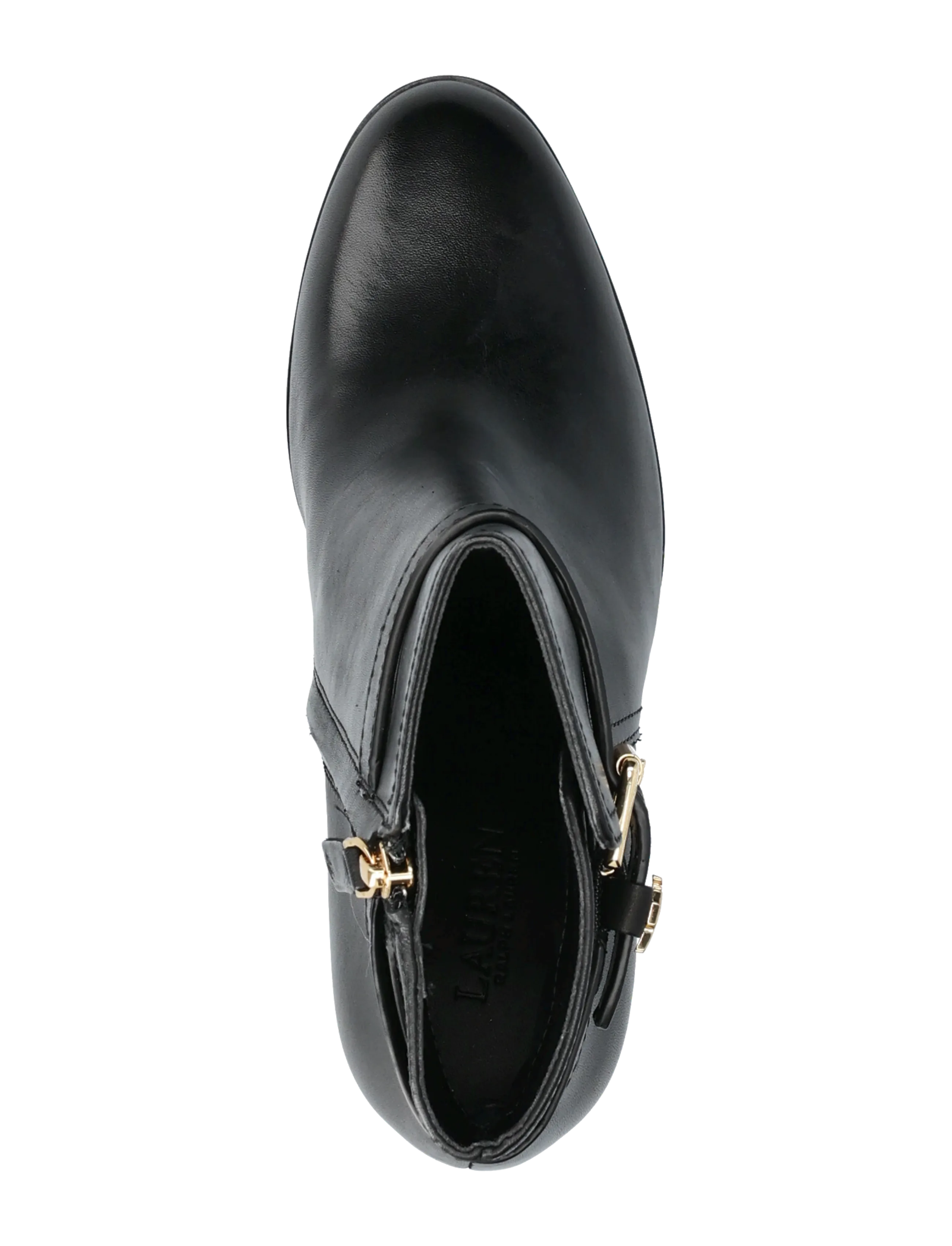 Lauren Ralph Lauren - Brooke II Burnished Leather Bootie Heel - stiefeletten mit absatz - black - 3