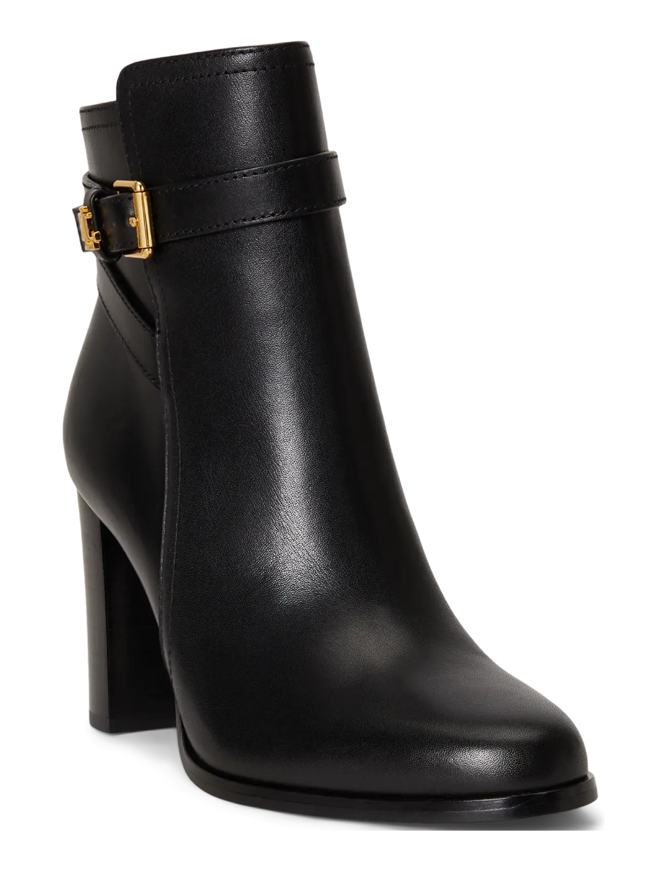 Lauren Ralph Lauren - Brooke II Calfskin Bootie Heel - heeled ankle boots - black - 3