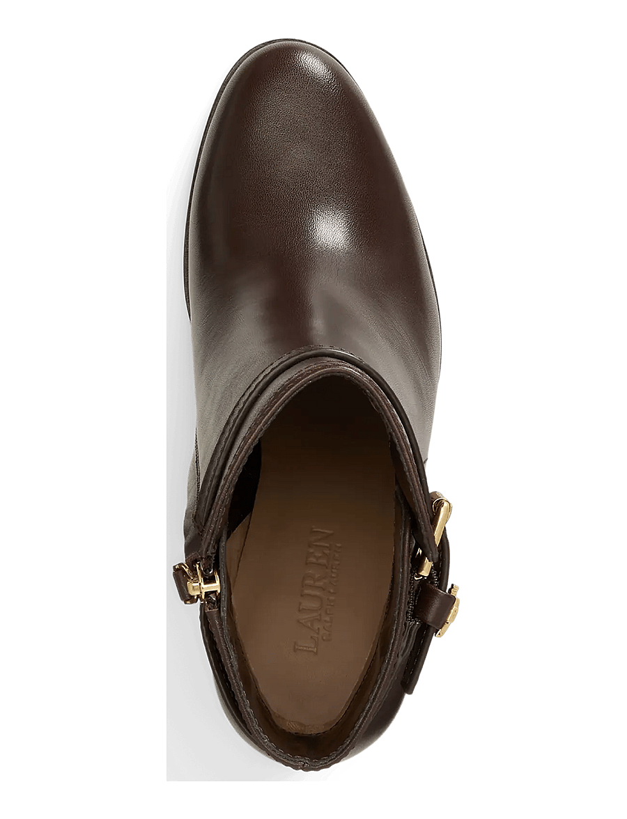 Lauren Ralph Lauren - Brooke II Calfskin Bootie Heel - stiefeletten mit absatz - chestnut brown - 3