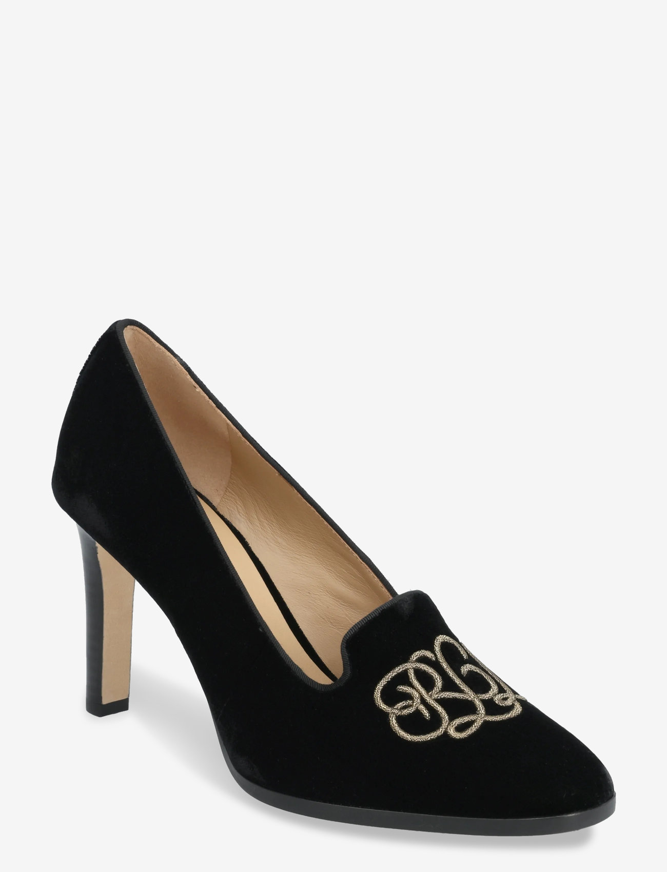 Lauren Ralph Lauren - Corah Embroidered-Logo Velvet Pump - pumps - black/black - 0