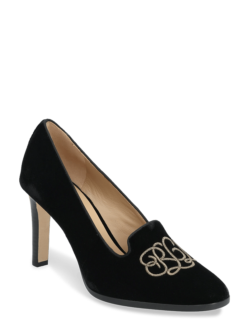 Lauren Ralph Lauren - Corah Embroidered-Logo Velvet Pump - kontsaga kingad - black/black - 0
