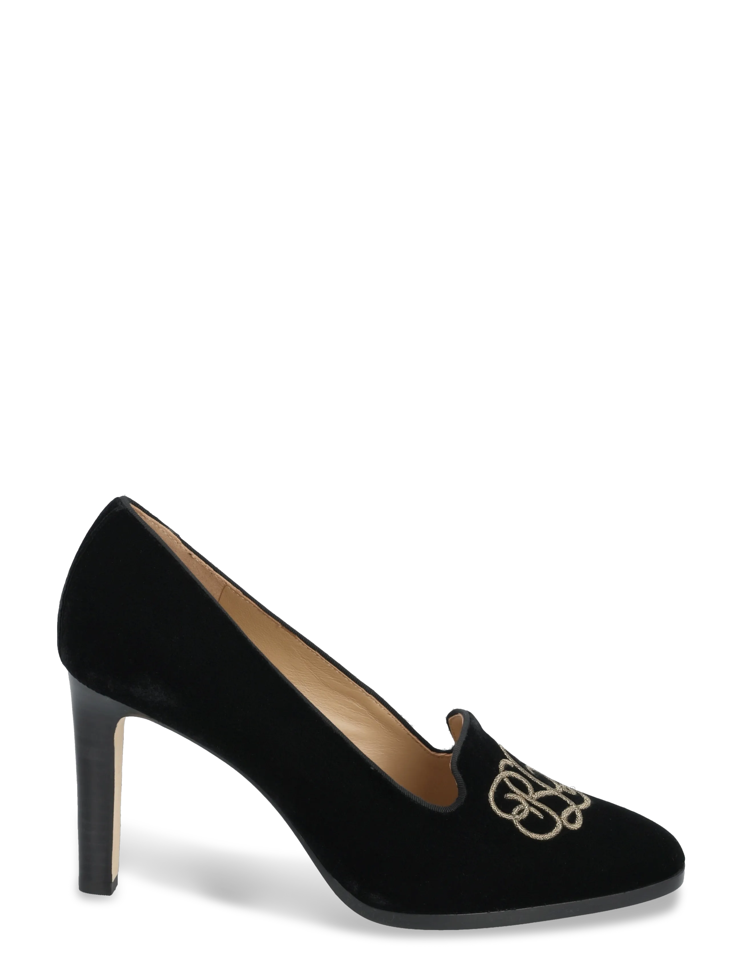 Lauren Ralph Lauren - Corah Embroidered-Logo Velvet Pump - escarpins - black/black - 1