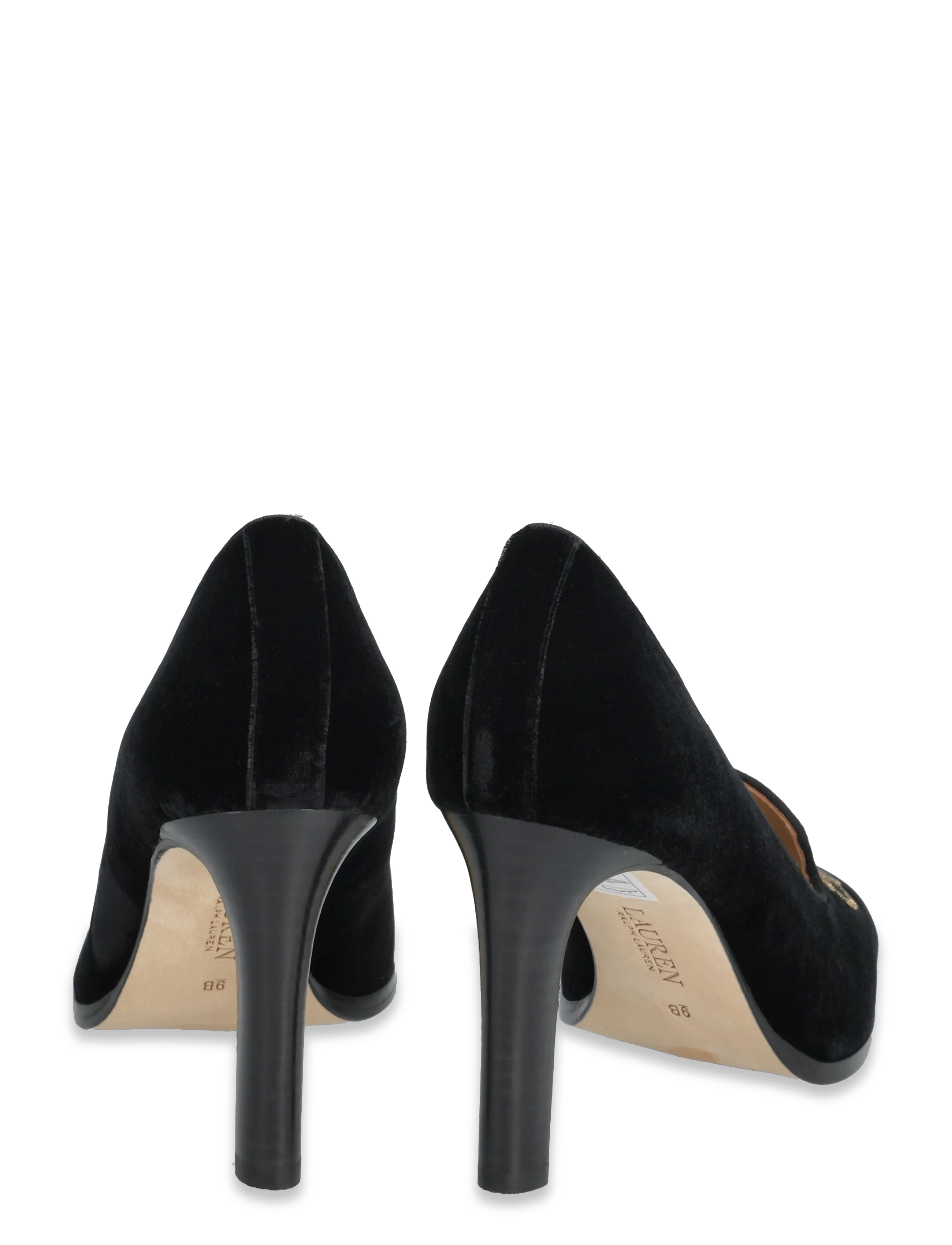 Lauren Ralph Lauren - Corah Embroidered-Logo Velvet Pump - escarpins - black/black - 4