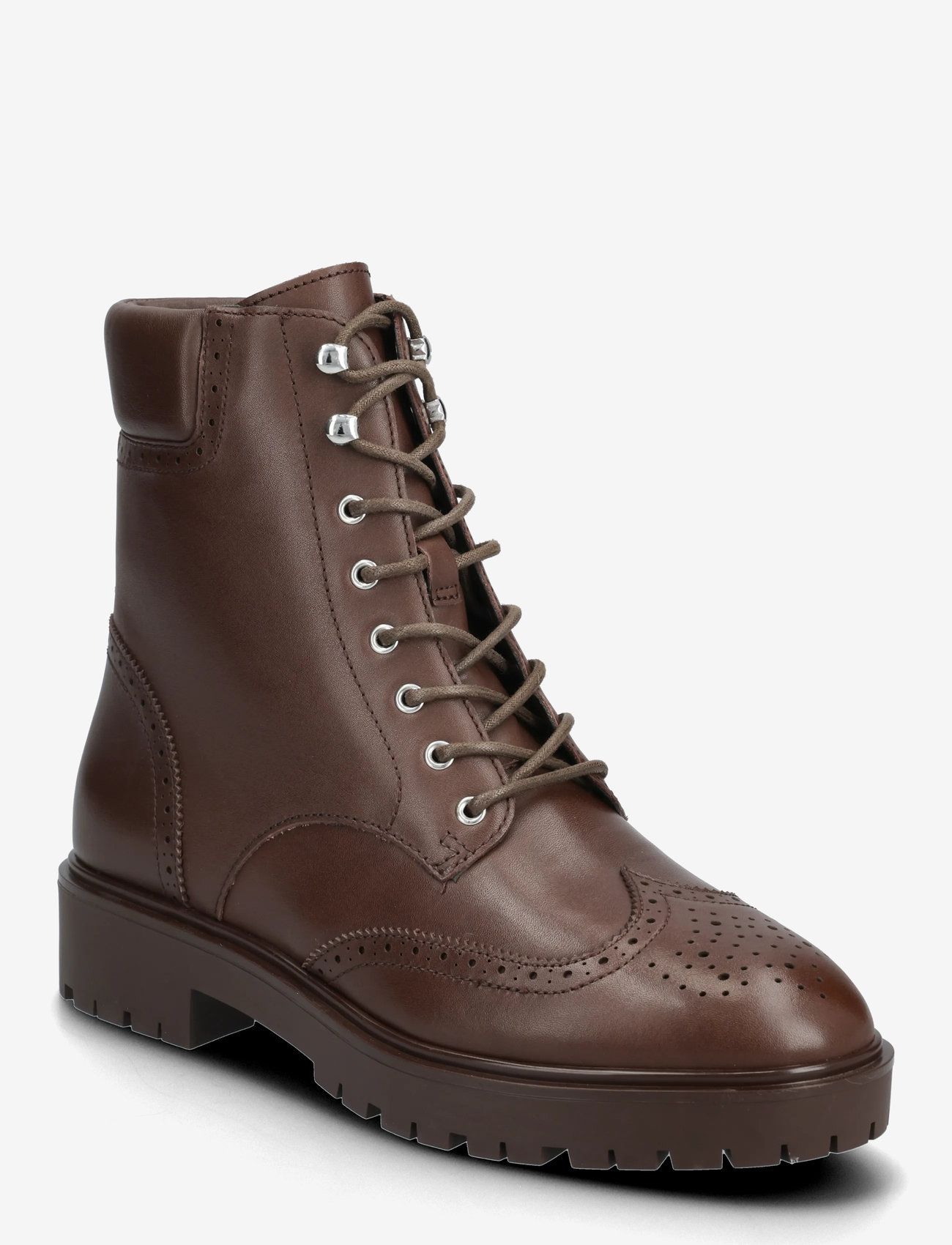 Lauren Ralph Lauren - Allyson Perforated Lace-Up Bootie - kängor - dark hickory - 0