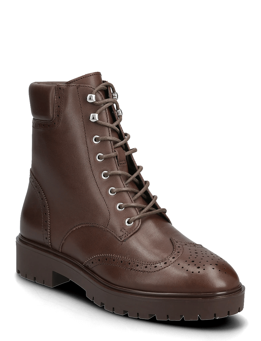 Lauren Ralph Lauren - Allyson Perforated Lace-Up Bootie - geschnürte stiefel - dark hickory - 0