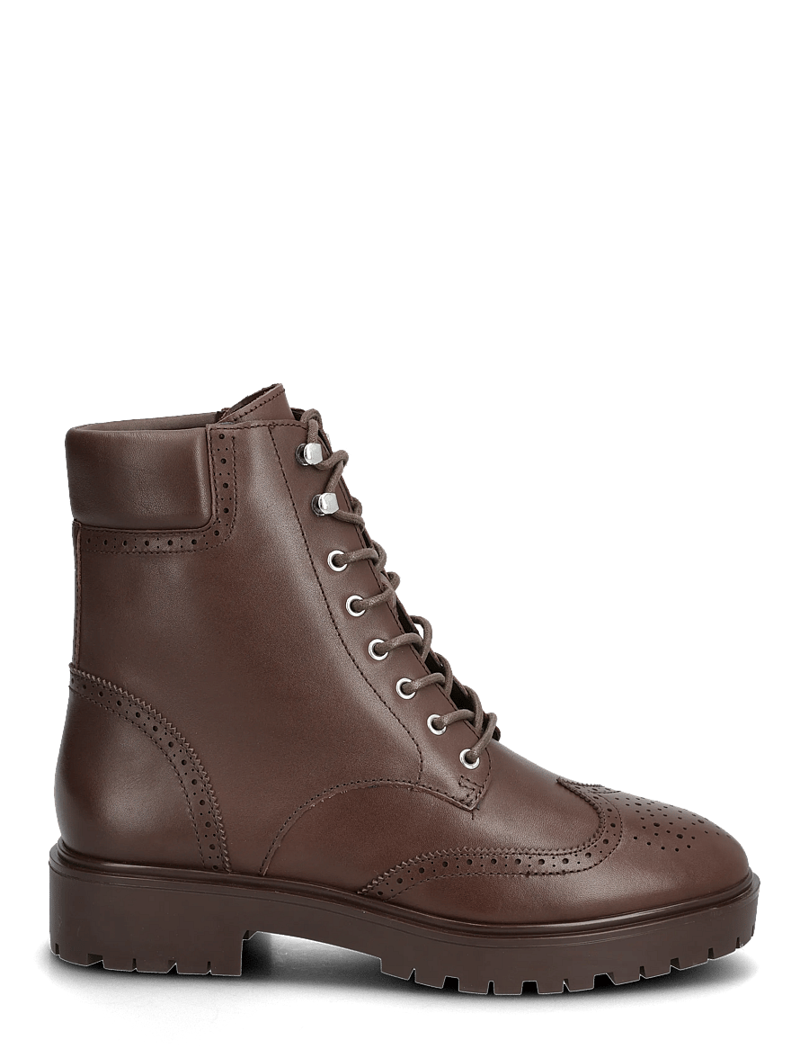 Lauren Ralph Lauren - Allyson Perforated Lace-Up Bootie - geschnürte stiefel - dark hickory - 1