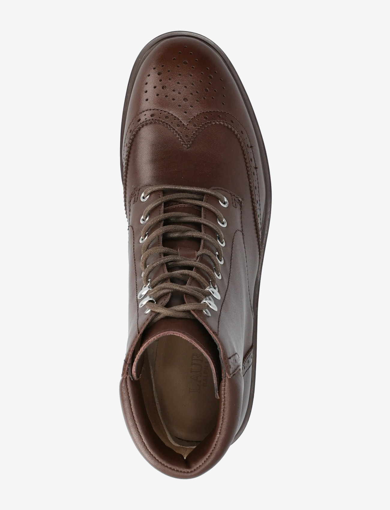 Lauren Ralph Lauren - Allyson Perforated Lace-Up Bootie - kängor - dark hickory - 3
