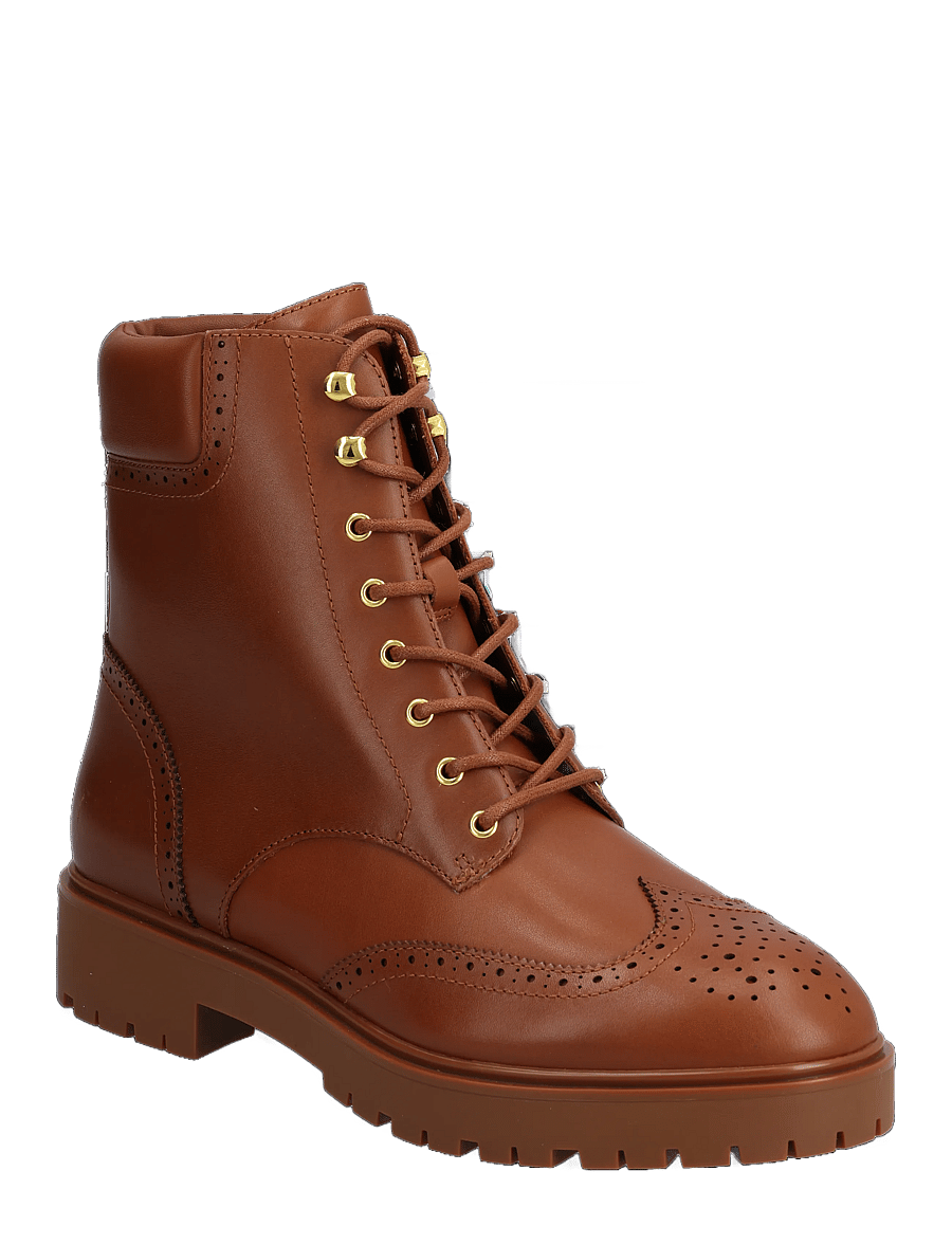 Lauren Ralph Lauren - Allyson Perforated Lace-Up Bootie - geschnürte stiefel - lauren tan - 0