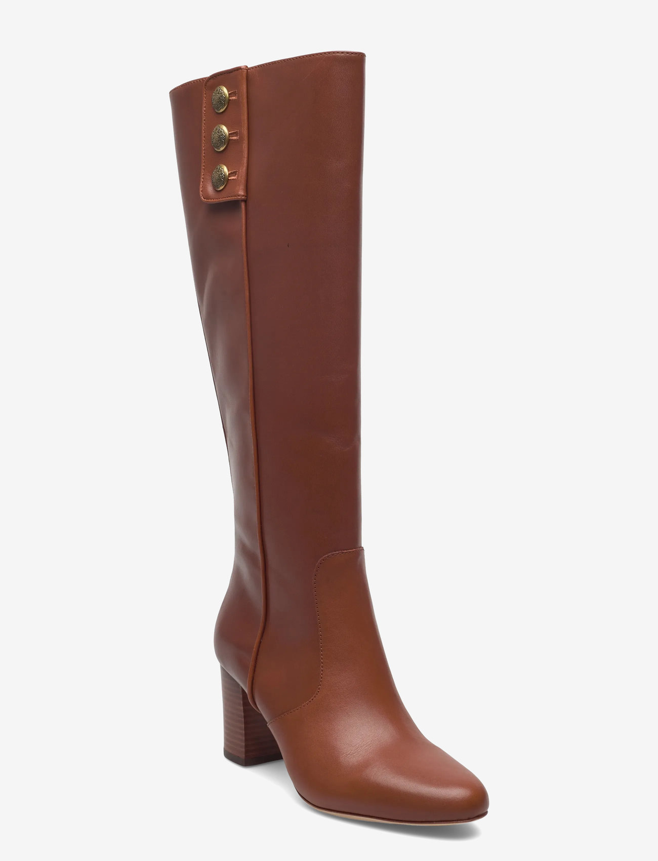 Lauren Ralph Lauren - Kennedi Calfskin Tall Boot Heel - knähöga stövlar - lauren tan - 0