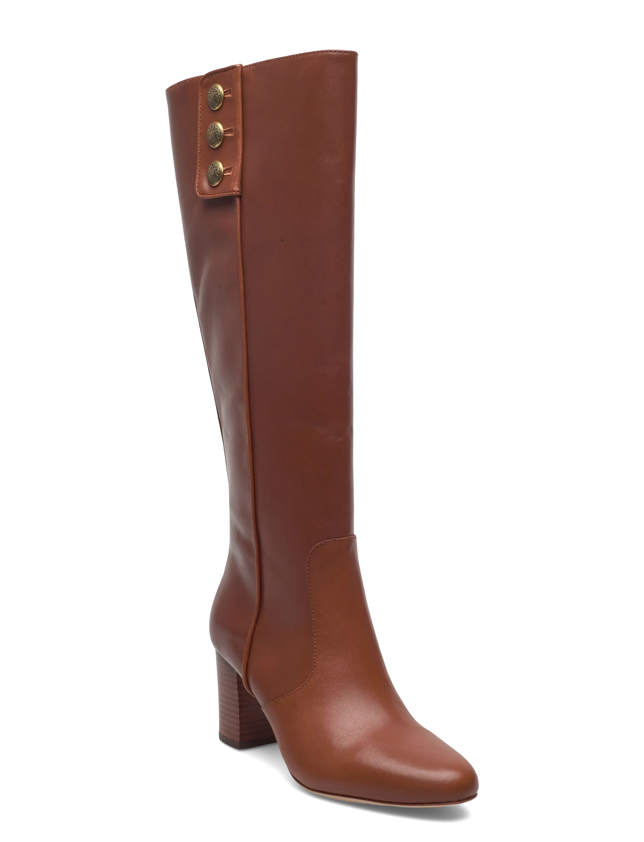 Lauren Ralph Lauren Kennedi Calfskin Tall Boot Heel - Pikad saapad - LAUREN TAN / brown