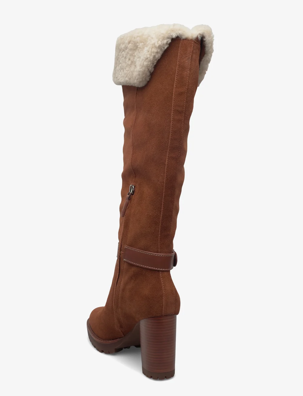 Lauren Ralph Lauren - Tasha Suede & Shearling Tall Heel Boot - langskaftede - lauren tan/natura - 2
