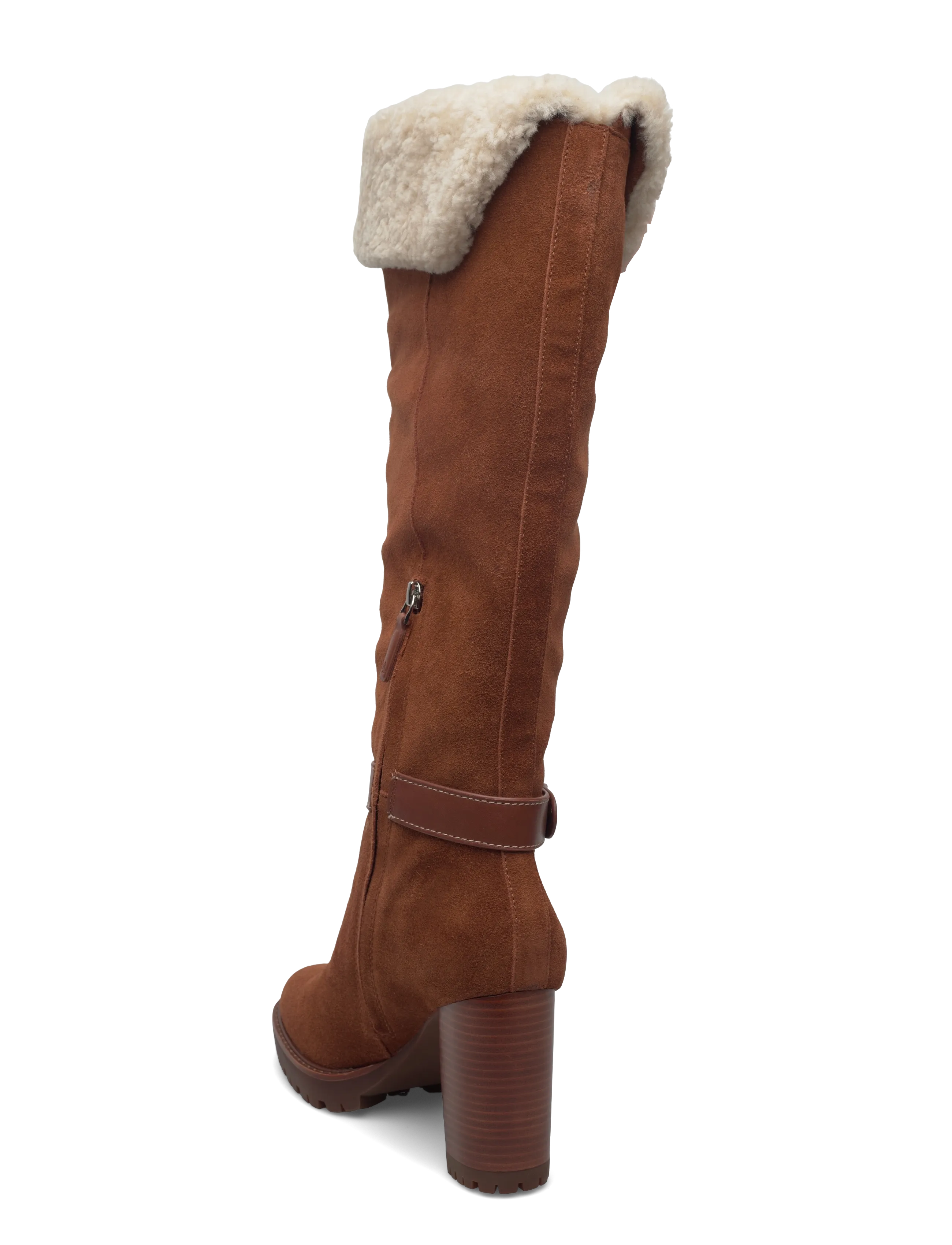 Lauren Ralph Lauren - Tasha Suede & Shearling Tall Heel Boot - bottes hautes au genou - lauren tan/natura - 2