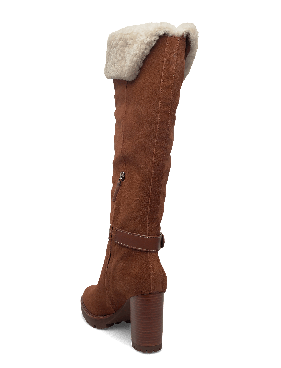 Lauren Ralph Lauren - Tasha Suede & Shearling Tall Heel Boot - kniehohe stiefel - lauren tan/natura - 2