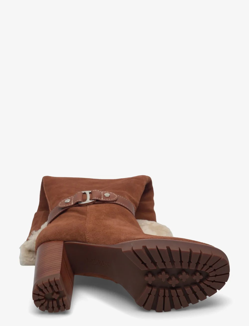 Lauren Ralph Lauren - Tasha Suede & Shearling Tall Heel Boot - langskaftede - lauren tan/natura - 4