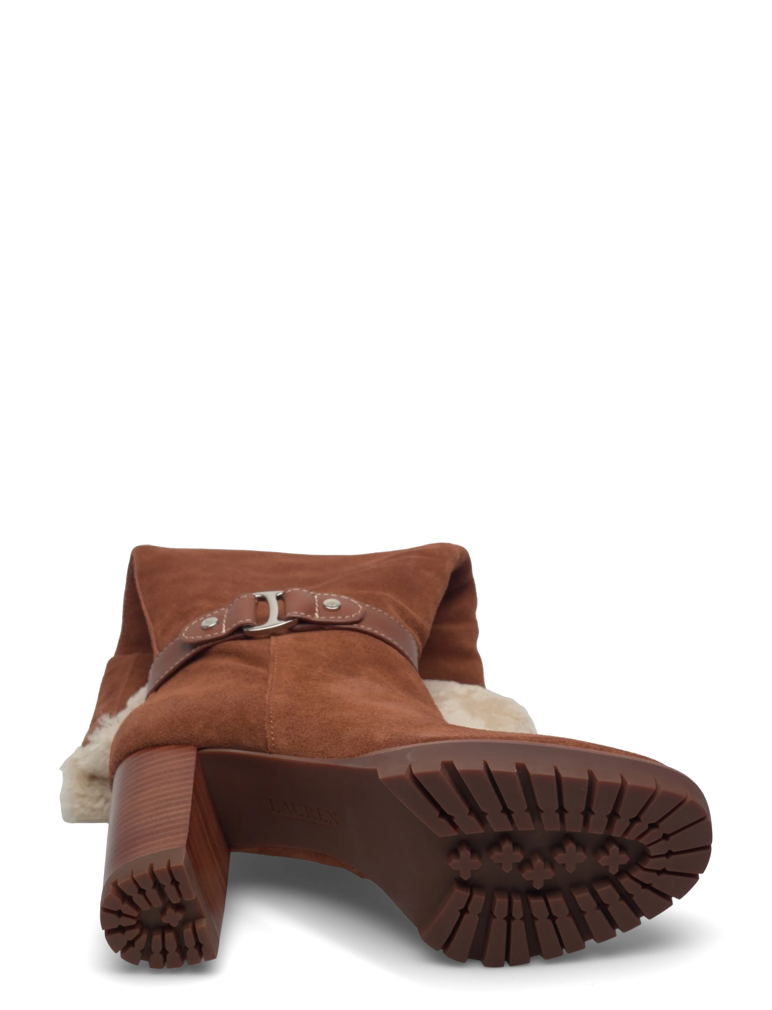Lauren Ralph Lauren - Tasha Suede & Shearling Tall Heel Boot - bottes hautes au genou - lauren tan/natura - 4