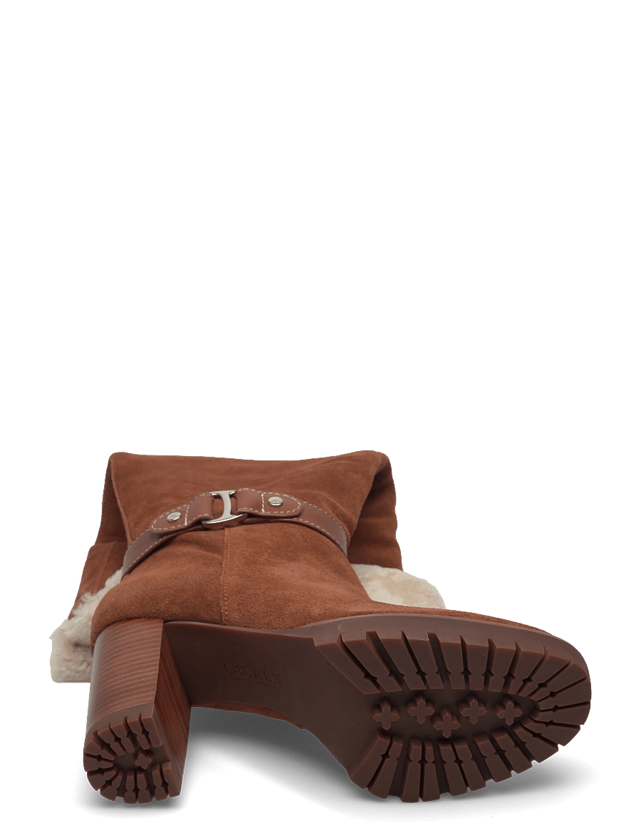 Lauren Ralph Lauren - Tasha Suede & Shearling Tall Heel Boot - kniehohe stiefel - lauren tan/natura - 4