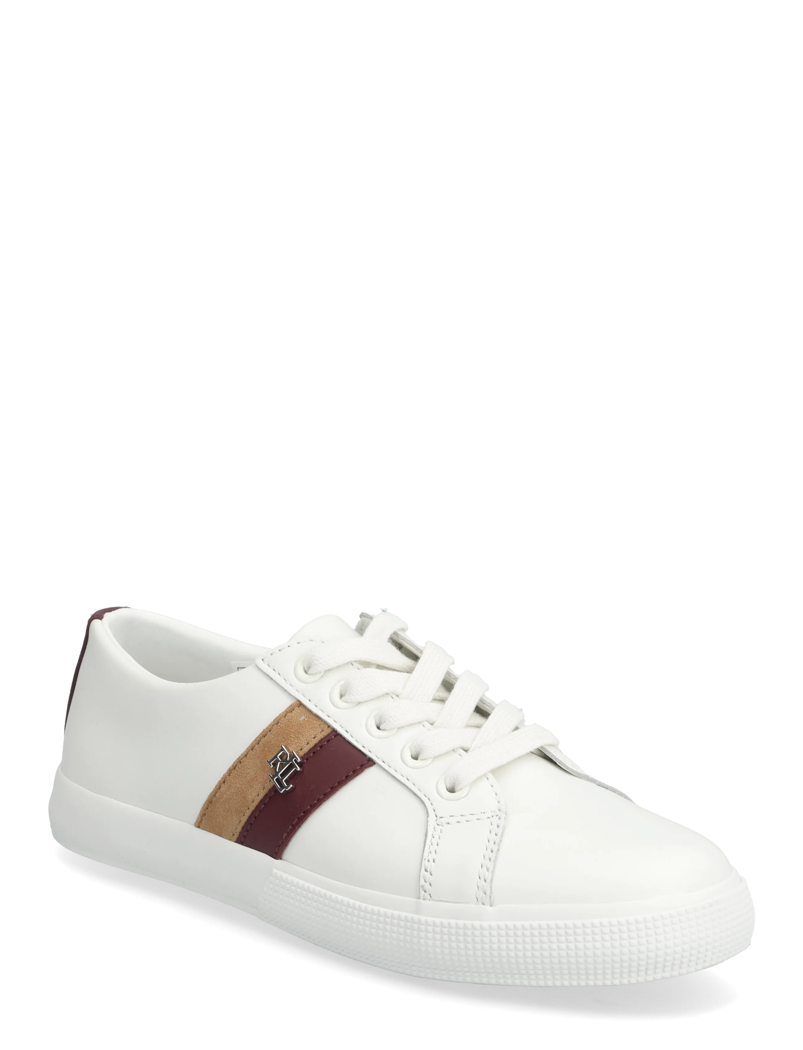 Lauren Ralph Lauren Janson II Color-Blocked Leather Sneaker - Transitional Layering - SNW WHT/DARK GARN / white