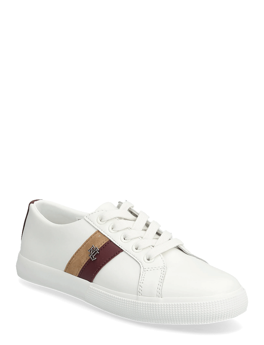 Lauren Ralph Lauren - Janson II Color-Blocked Leather Sneaker - snw wht/dark garn - 0