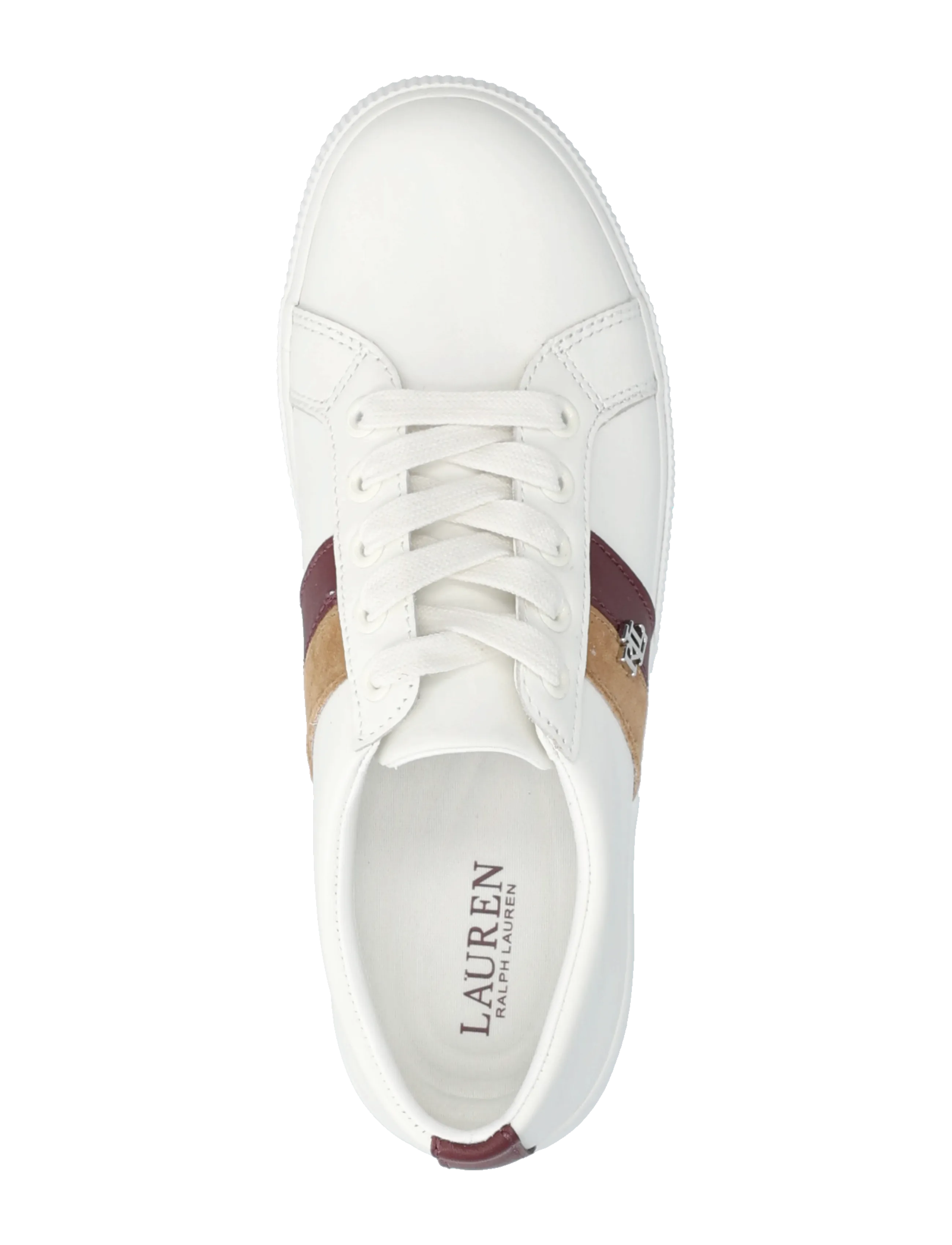 Lauren Ralph Lauren - Janson II Color-Blocked Leather Sneaker - snw wht/dark garn - 3