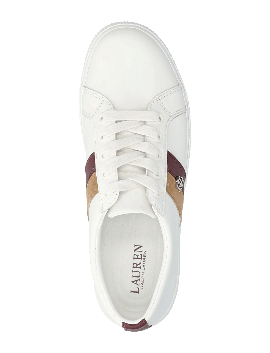 Lauren Ralph Lauren - Janson II Color-Blocked Leather Sneaker - snw wht/dark garn - 3