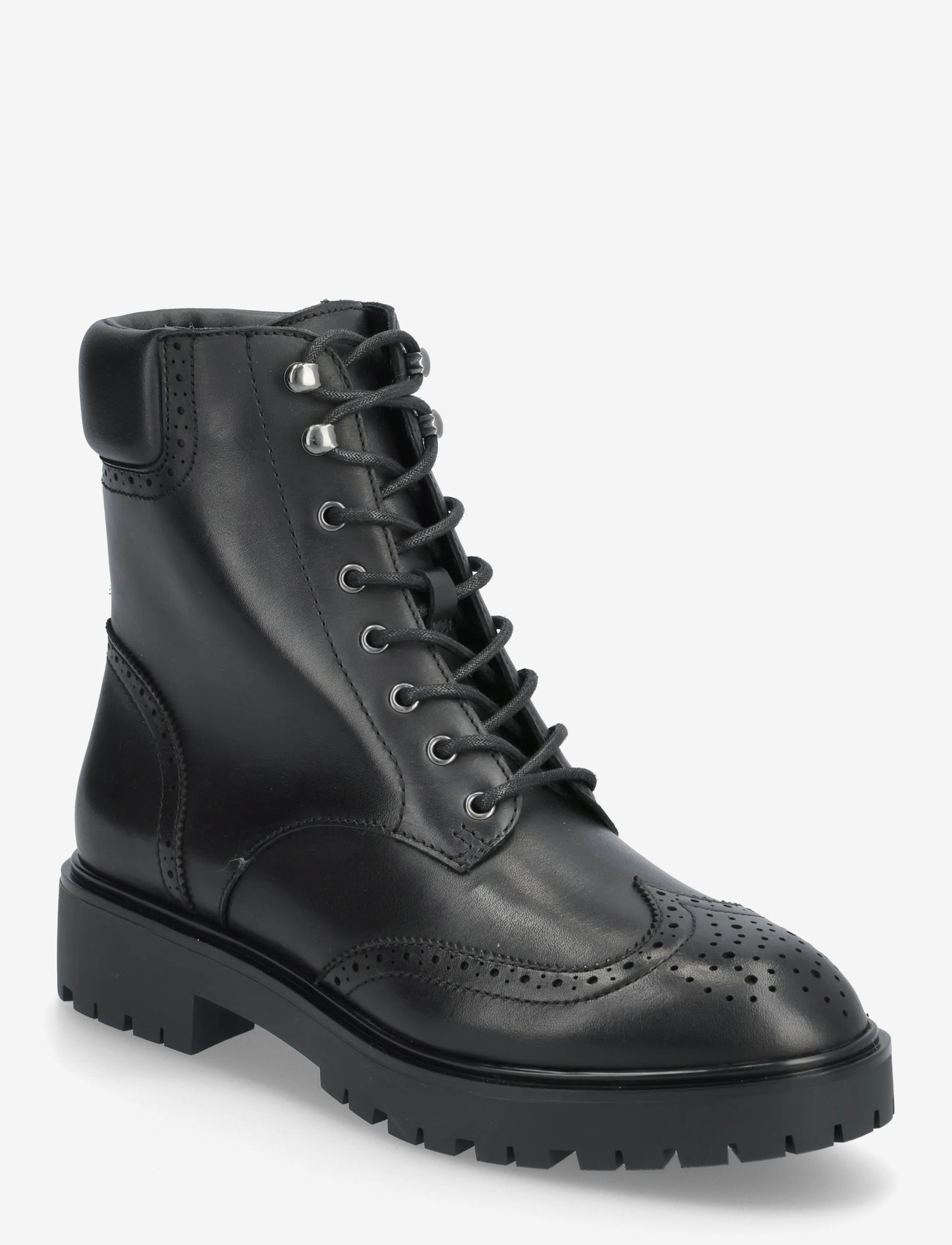 Lauren Ralph Lauren - Allyson Perforated Lace-Up Bootie - kängor - black - 0