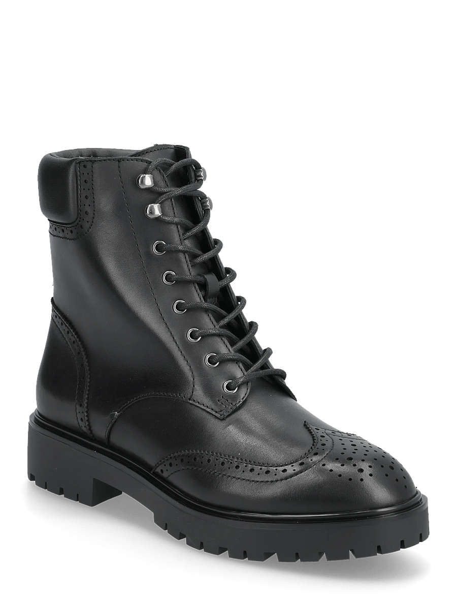 Lauren Ralph Lauren - Allyson Perforated Lace-Up Bootie - paeltega saapad - black - 0