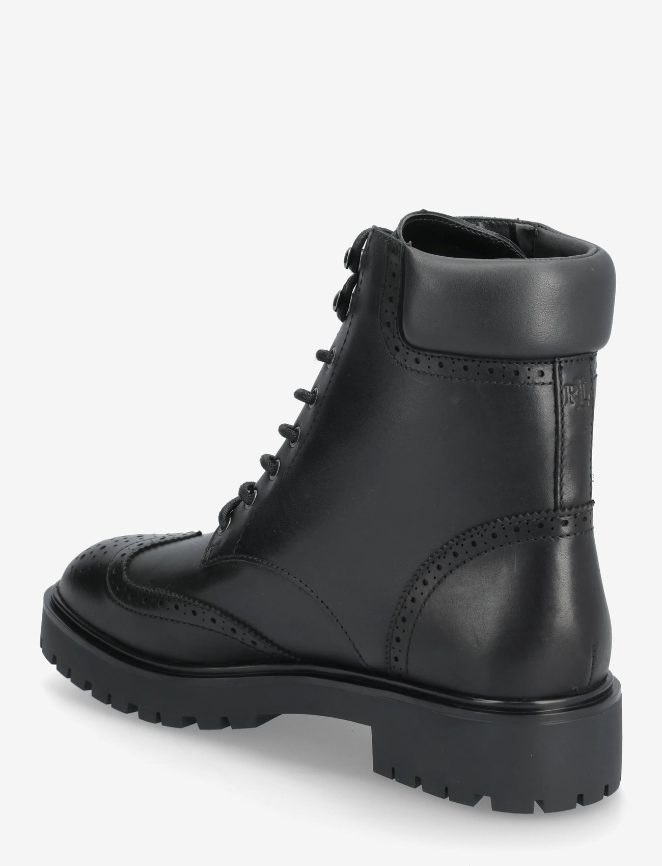 Lauren Ralph Lauren - Allyson Perforated Lace-Up Bootie - kängor - black - 2