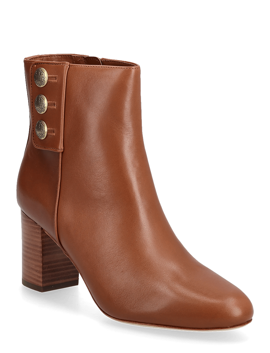 Lauren Ralph Lauren - Kennedi Calfskin Bootie Heel - heeled ankle boots - lauren tan - 0
