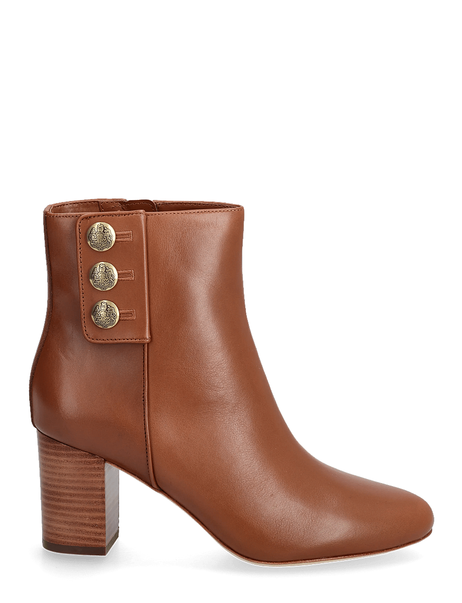 Lauren Ralph Lauren - Kennedi Calfskin Bootie Heel - heeled ankle boots - lauren tan - 1