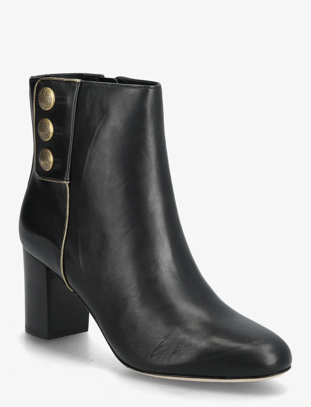 Lauren Ralph Lauren - BRNSH CLF/MTL SHPNP-KENNDI BT HL-BO - botki na obcasie - black/antique gol - 0