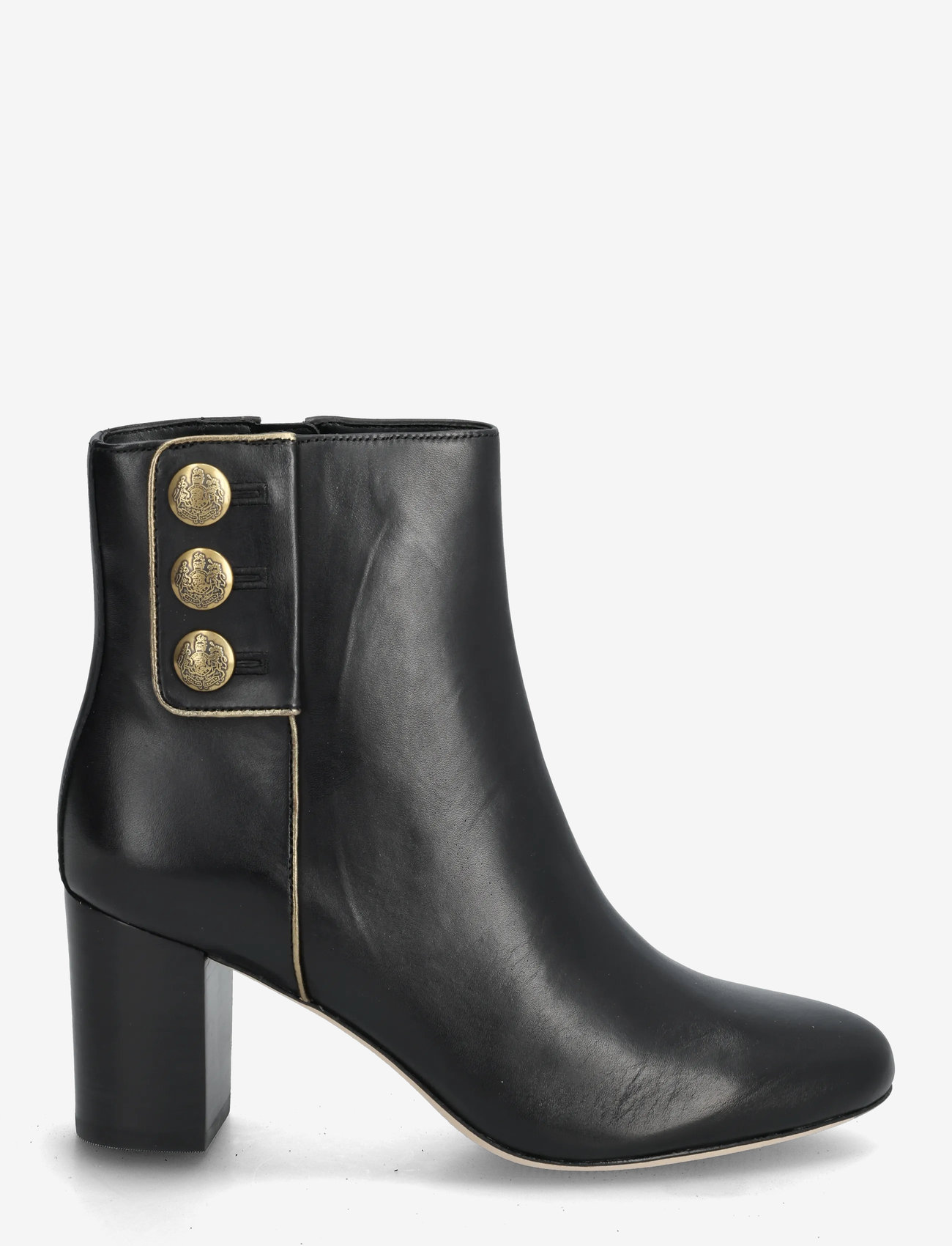 Lauren Ralph Lauren - Kennedi Burnished Leather Bootie Heel - heeled ankle boots - black/antique gol - 1