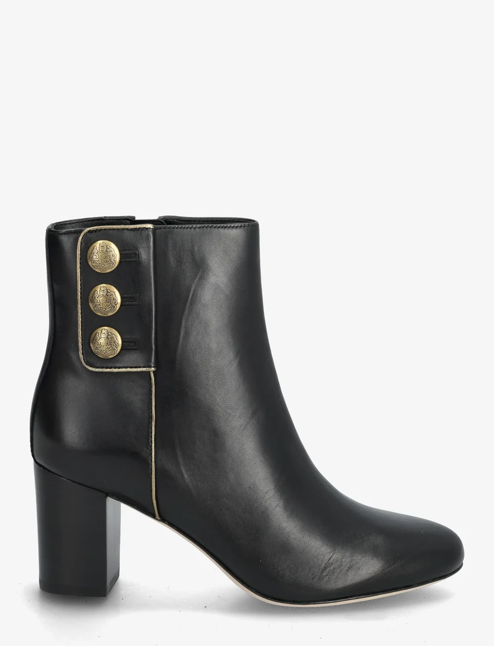 Lauren Ralph Lauren - BRNSH CLF/MTL SHPNP-KENNDI BT HL-BO - botki na obcasie - black/antique gol - 1