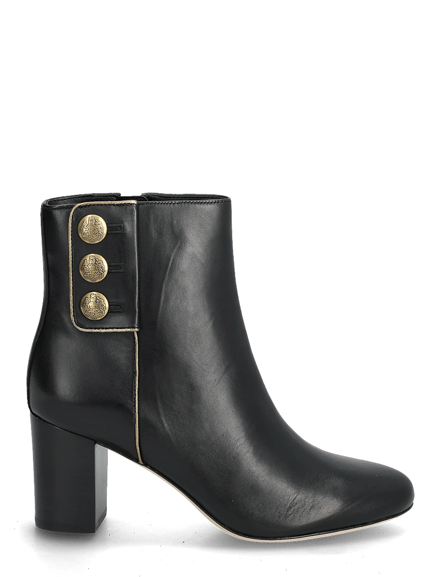 Lauren Ralph Lauren - Kennedi Burnished Leather Bootie Heel - stiefeletten mit absatz - black/antique gol - 1