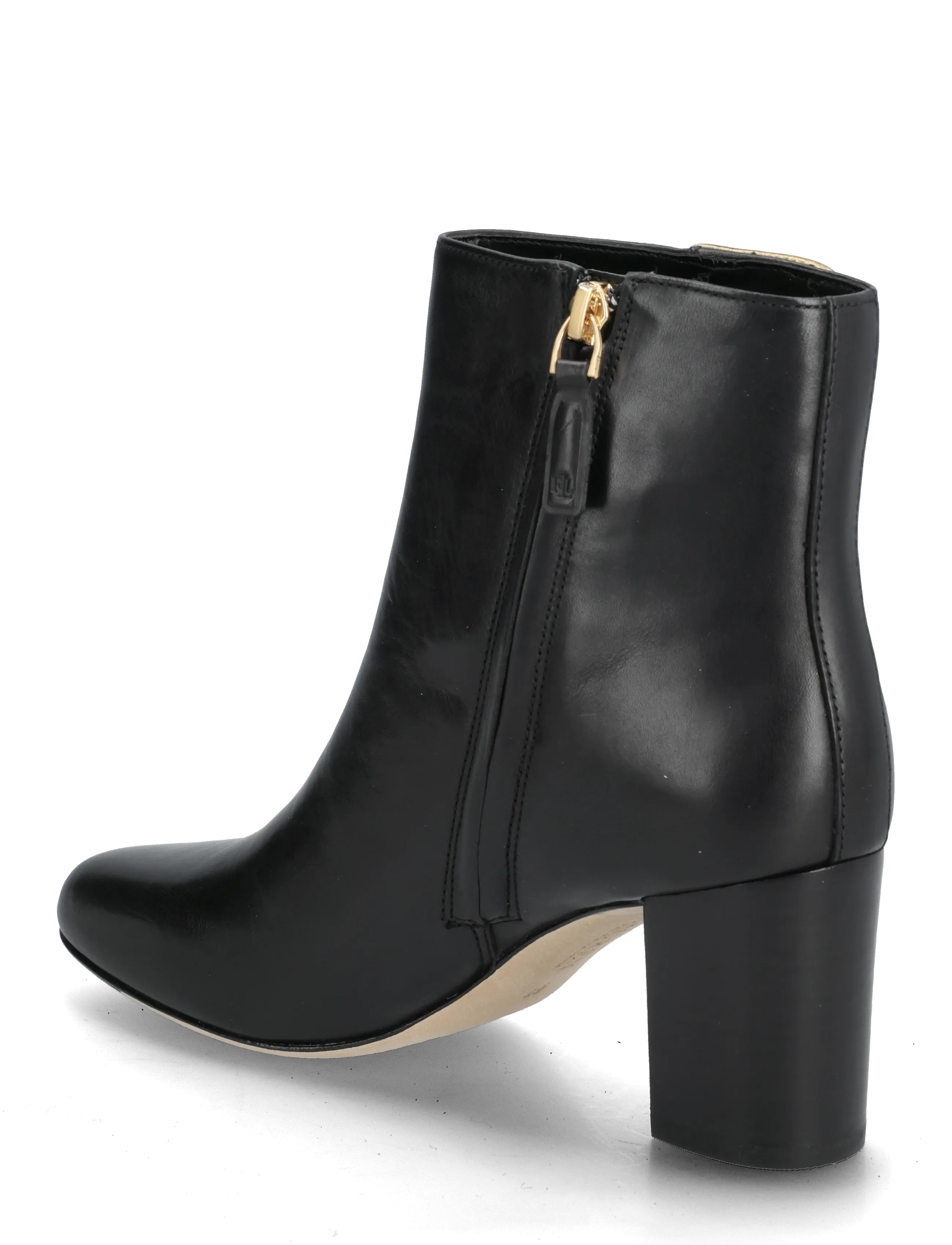Lauren Ralph Lauren - Kennedi Burnished Leather Bootie Heel - bottines à talons  - black/antique gol - 2