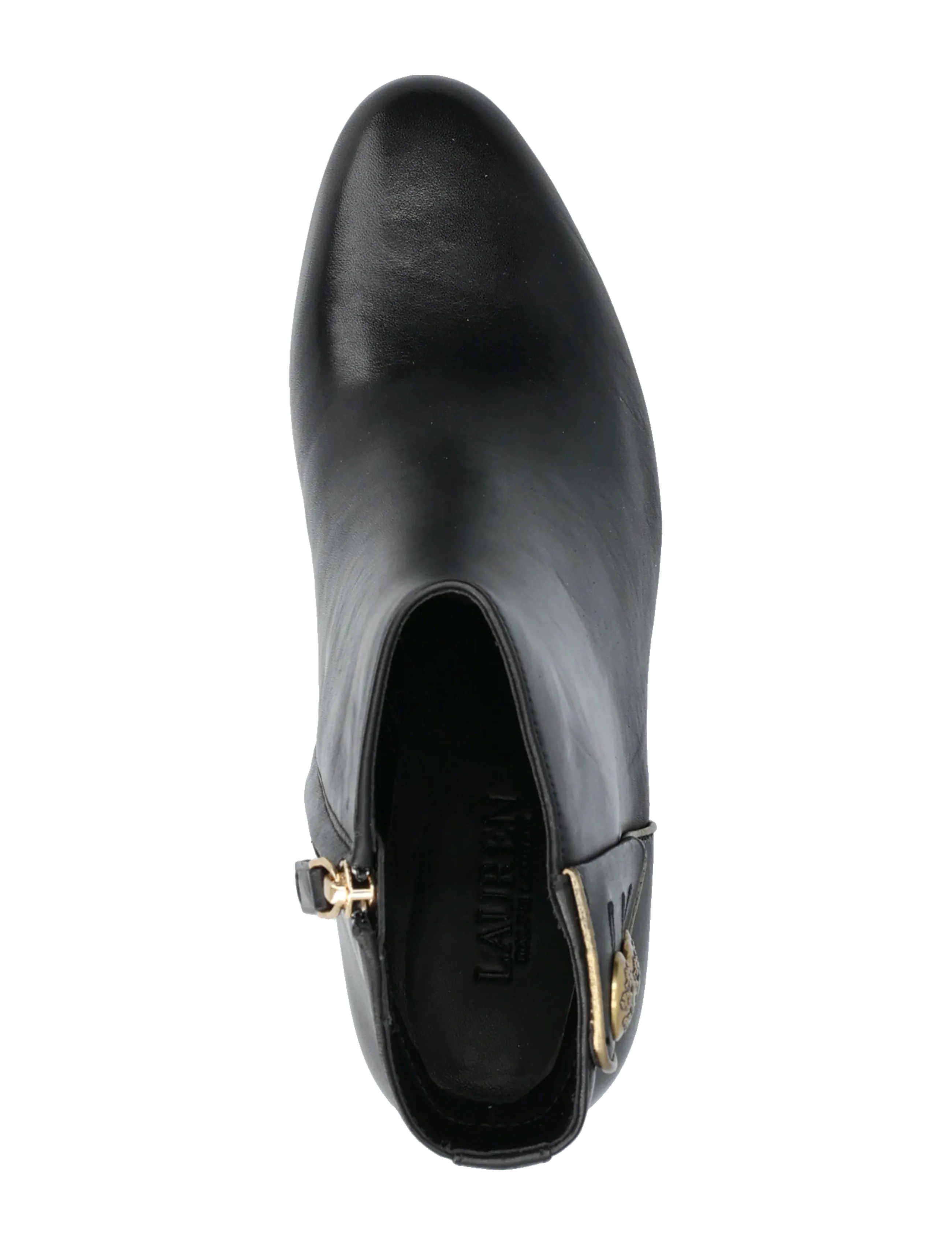 Lauren Ralph Lauren - Kennedi Burnished Leather Bootie Heel - bottines à talons  - black/antique gol - 3