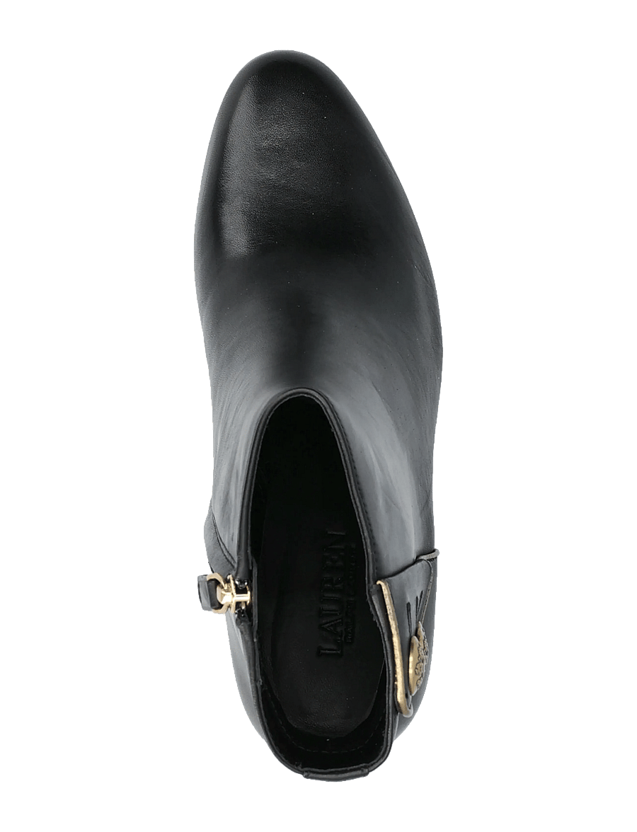 Lauren Ralph Lauren - Kennedi Burnished Leather Bootie Heel - stiefeletten mit absatz - black/antique gol - 3