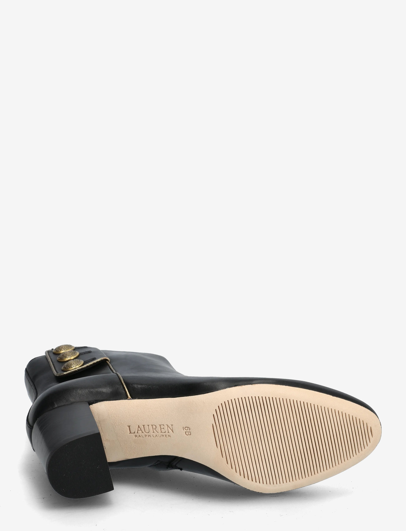 Lauren Ralph Lauren - Kennedi Burnished Leather Bootie Heel - heeled ankle boots - black/antique gol - 4
