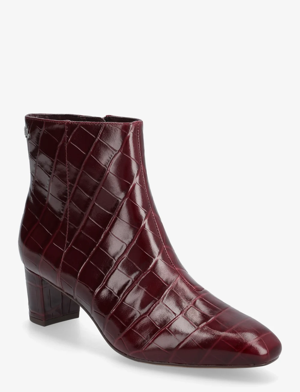 Lauren Ralph Lauren - Demi Croc-Embossed Leather Bootie - støvletter - dark garnet - 0