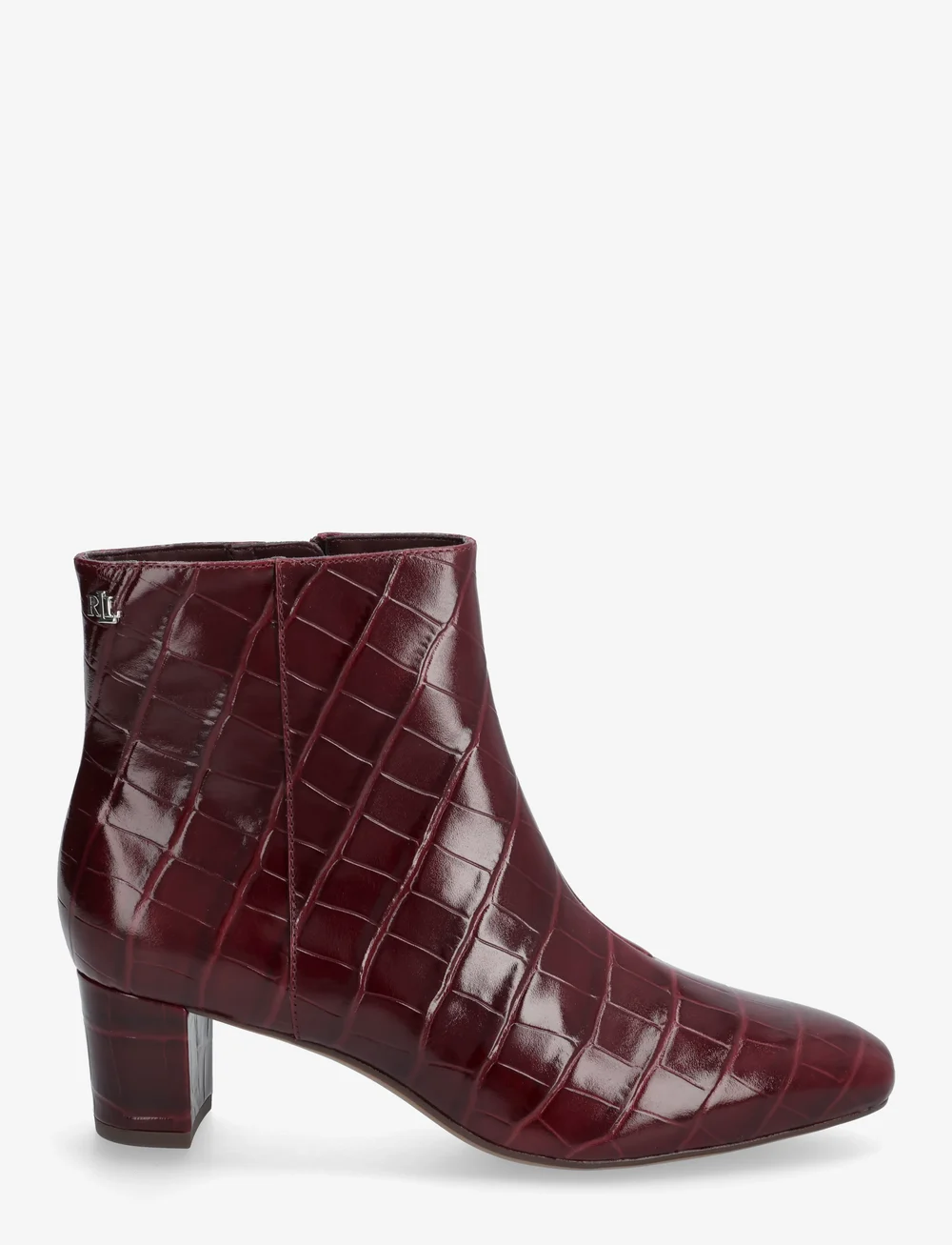 Lauren Ralph Lauren - Demi Croc-Embossed Leather Bootie - støvletter - dark garnet - 1