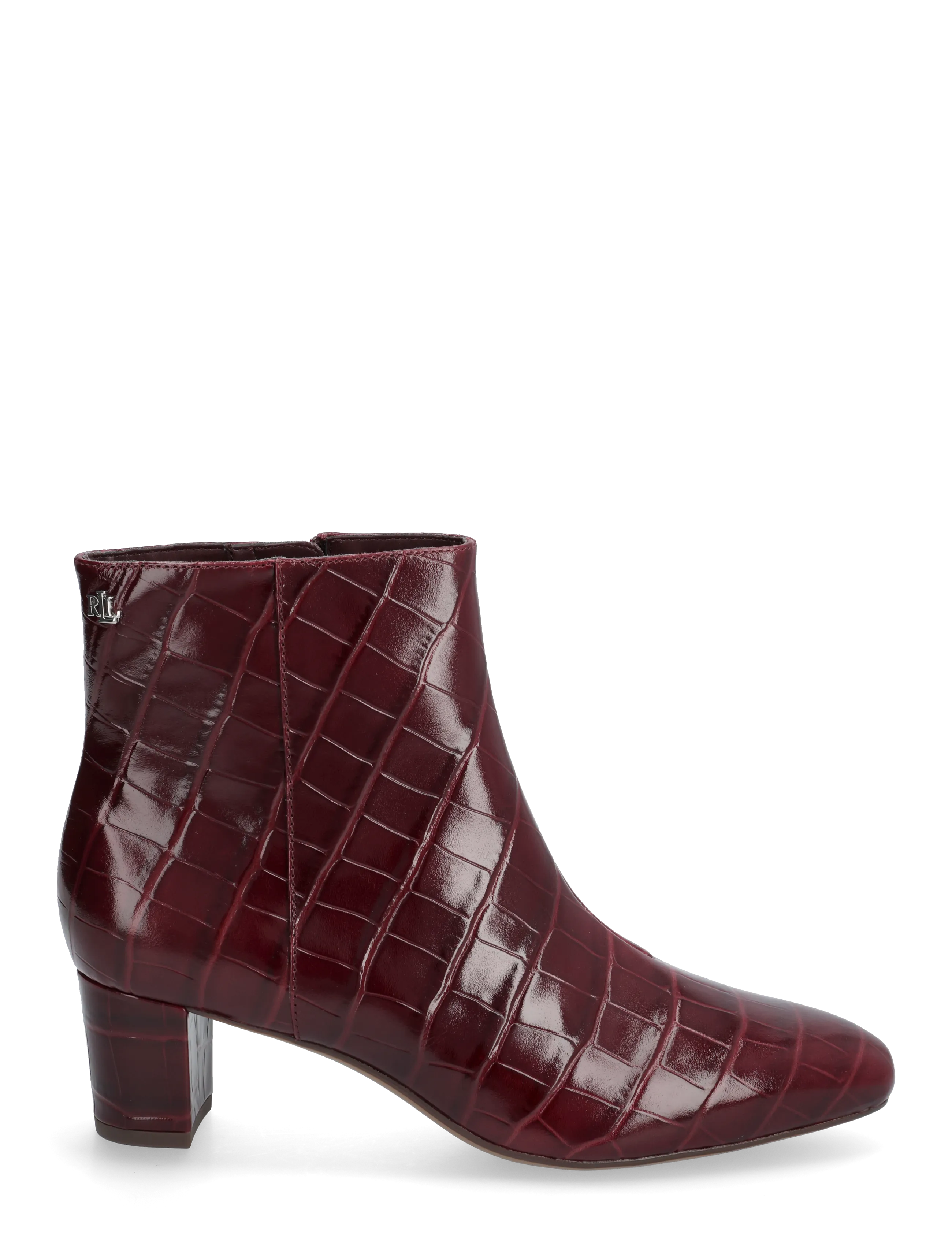 Lauren Ralph Lauren - Demi Croc-Embossed Leather Bootie - stiefeletten mit absatz - dark garnet - 1