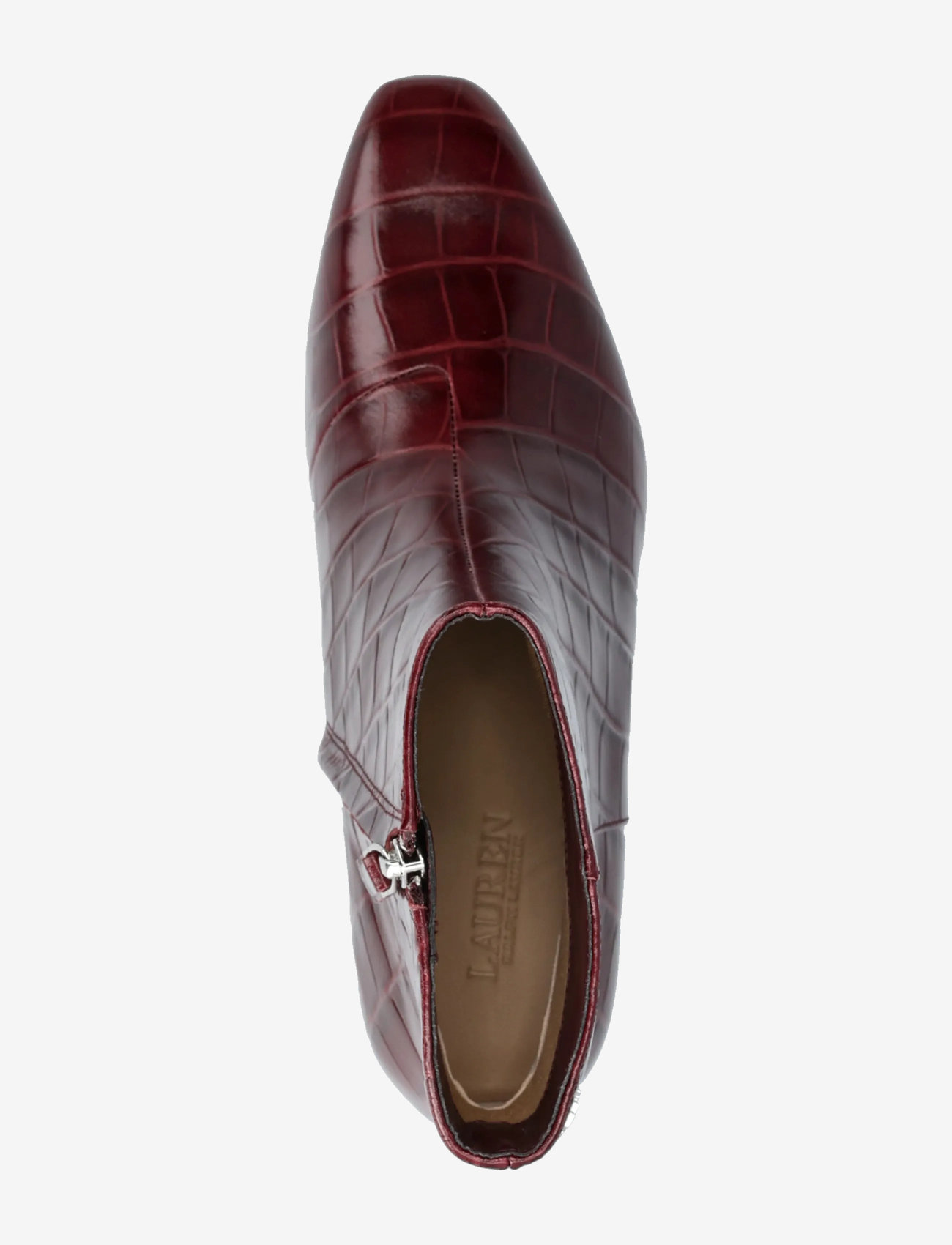 Lauren Ralph Lauren - Demi Croc-Embossed Leather Bootie - stiefeletten mit absatz - dark garnet - 3