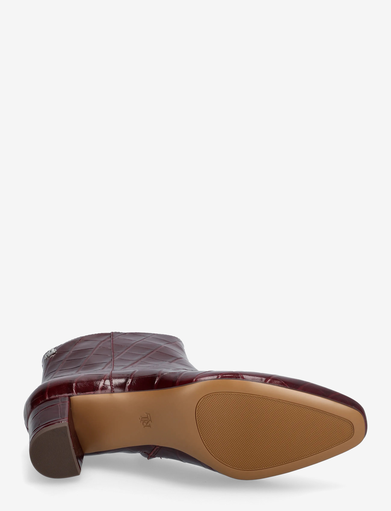 Lauren Ralph Lauren - Demi Croc-Embossed Leather Bootie - stiefeletten mit absatz - dark garnet - 4