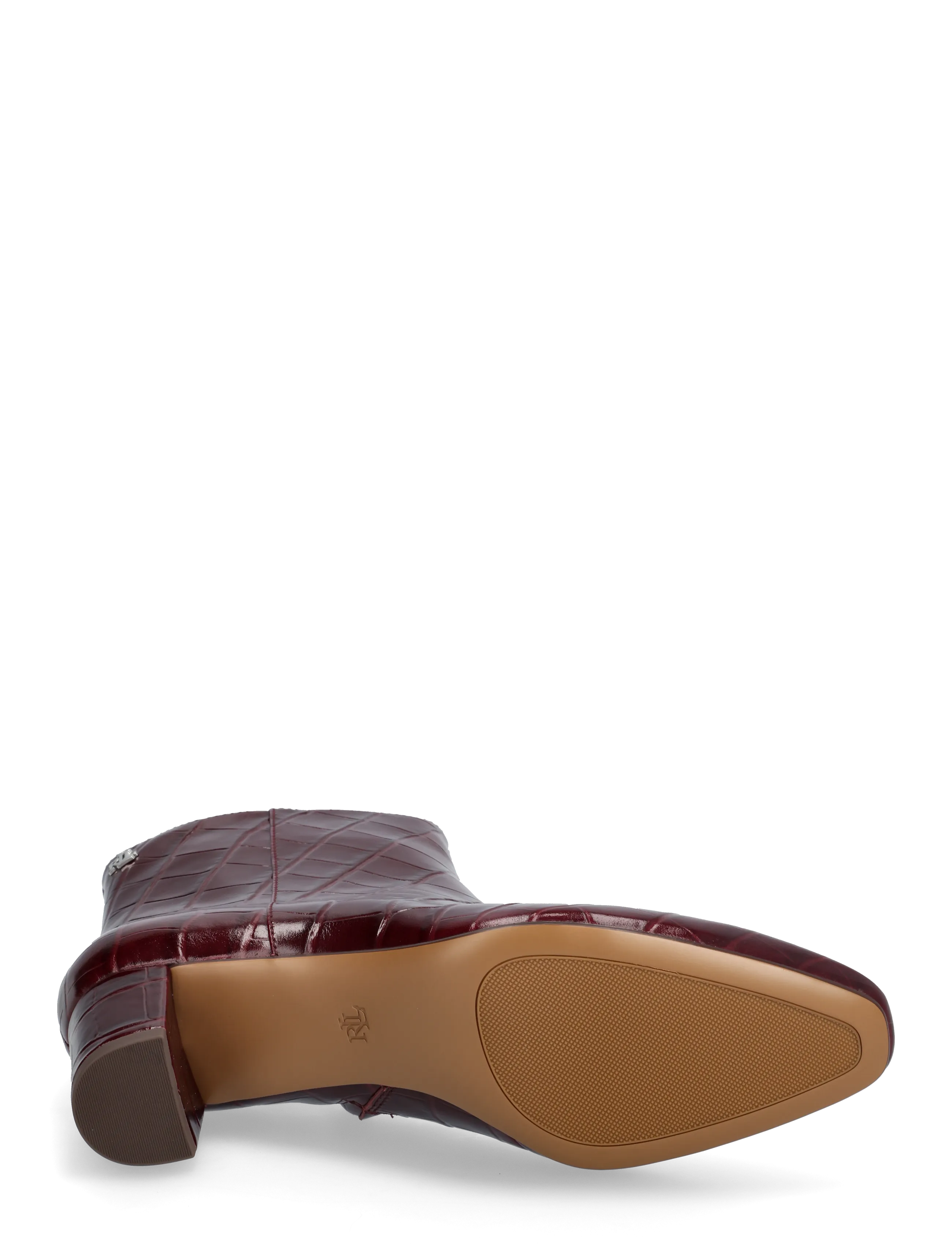 Lauren Ralph Lauren - Demi Croc-Embossed Leather Bootie - stiefeletten mit absatz - dark garnet - 4