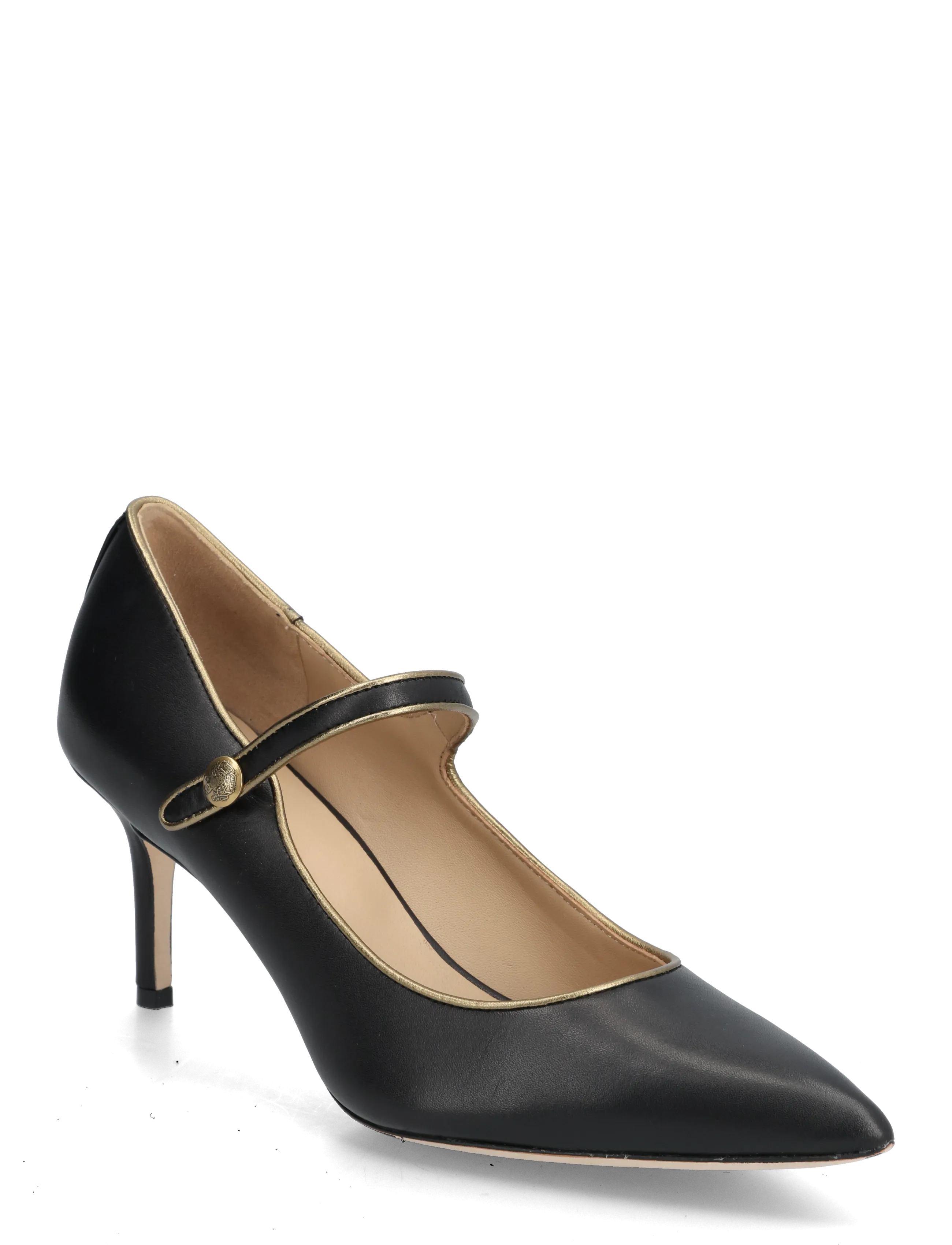 Lauren Ralph Lauren Lanette Two-Tone Leather Mary Jane Pump - Pumps - BLACK/ANTIQUE GOL / black