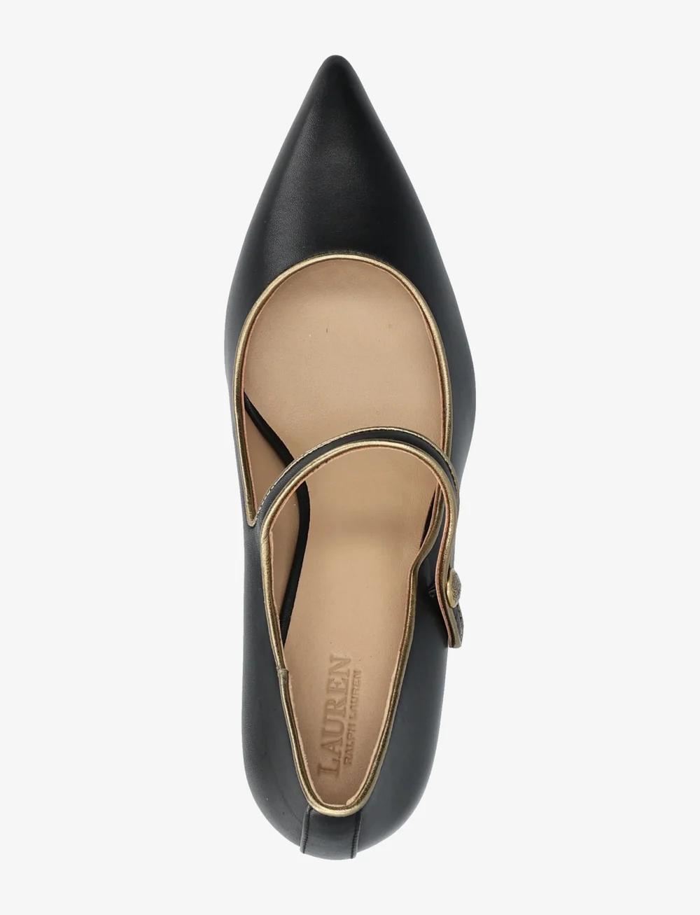 Lauren Ralph Lauren - Lanette Two-Tone Leather Mary Jane Pump - pumps - black/antique gol - 3