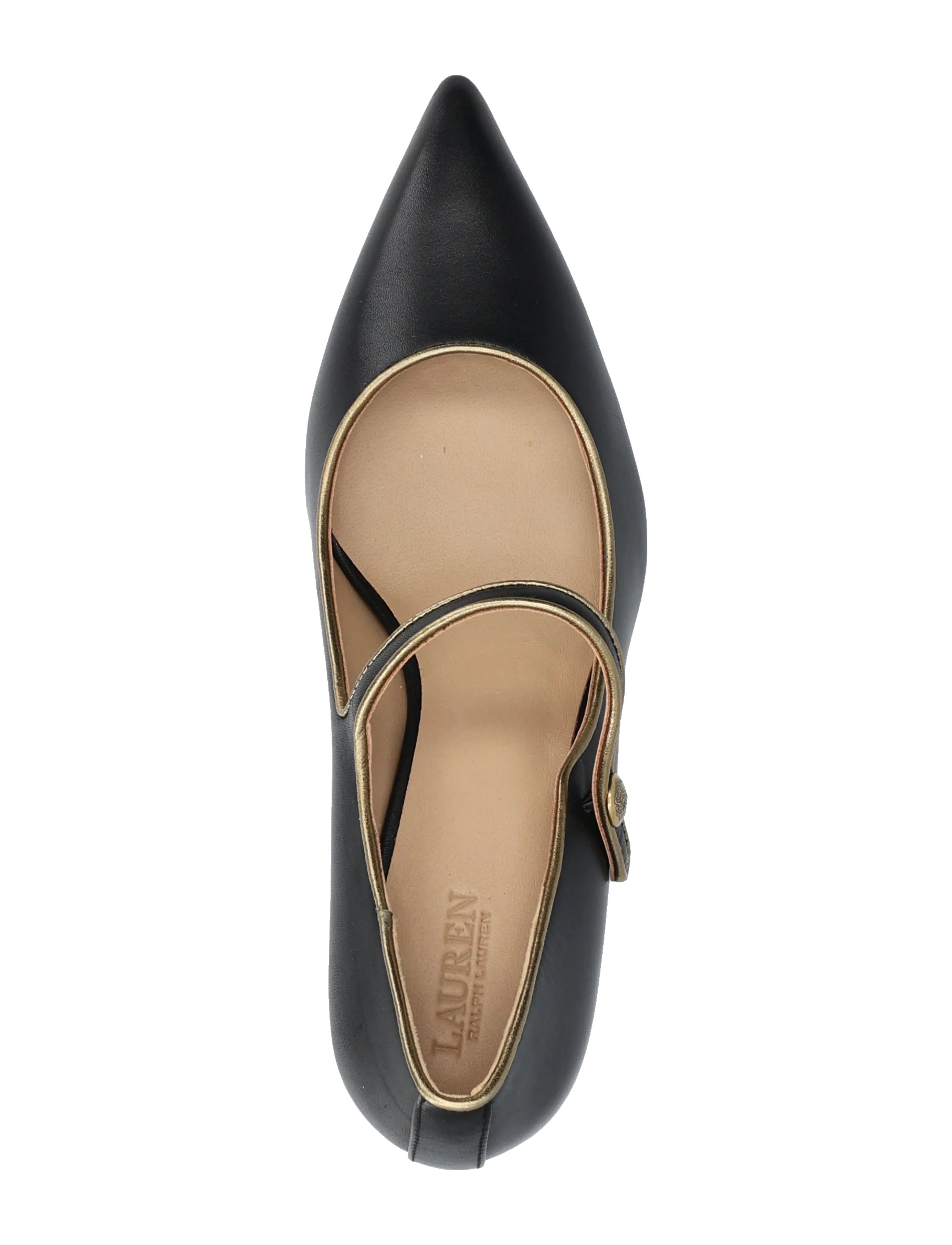 Lauren Ralph Lauren - Lanette Two-Tone Leather Mary Jane Pump - pumps - black/antique gol - 3