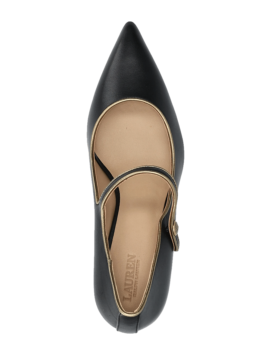 Lauren Ralph Lauren - Lanette Two-Tone Leather Mary Jane Pump - pumps - black/antique gol - 3