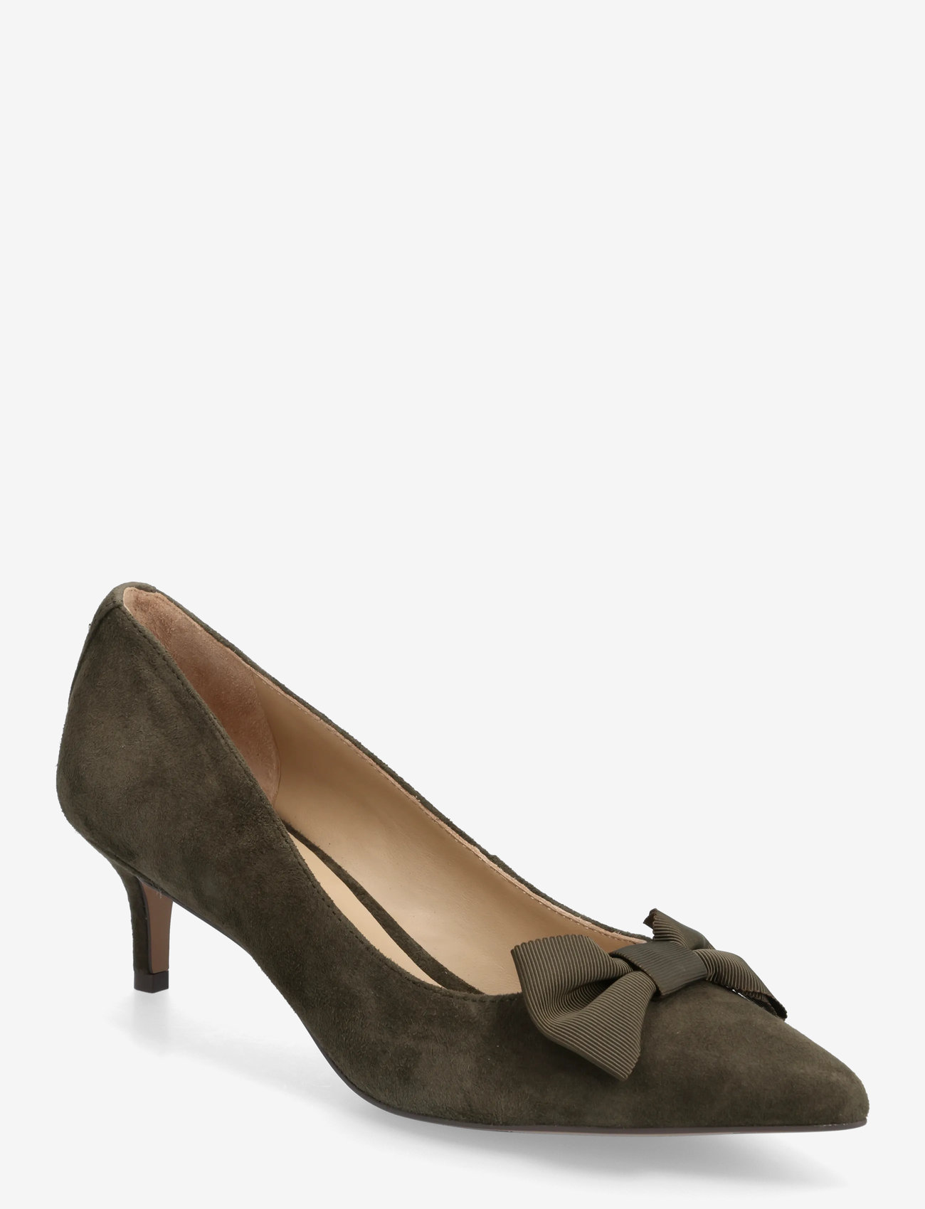 Lauren Ralph Lauren - Adrienne Bow-Trim Suede Pump - pumps - dark olive - 0